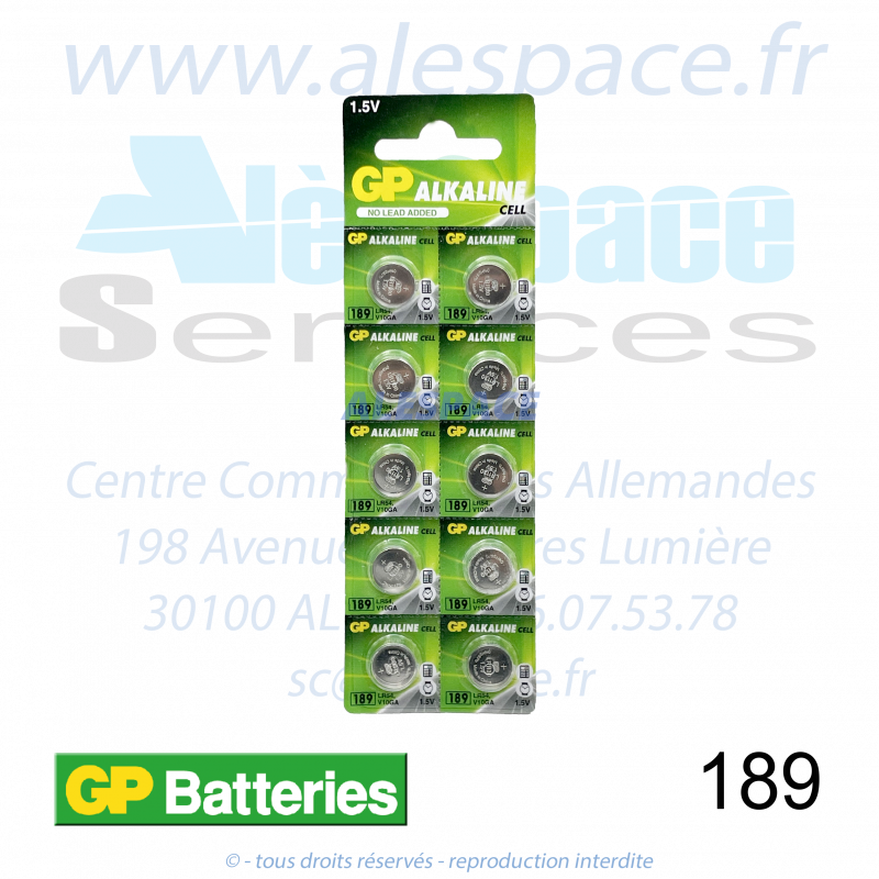 GP BATTERIES 189 - LR54 - V10GA - Pile bouton Alcaline - 1,5V - Blister x10 Piles - Photo 001 GP BATTERIES 189 - LR54 - V10GA - Pile bouton Alcaline - 1,5V - Blister x10 Piles - Photo 001
