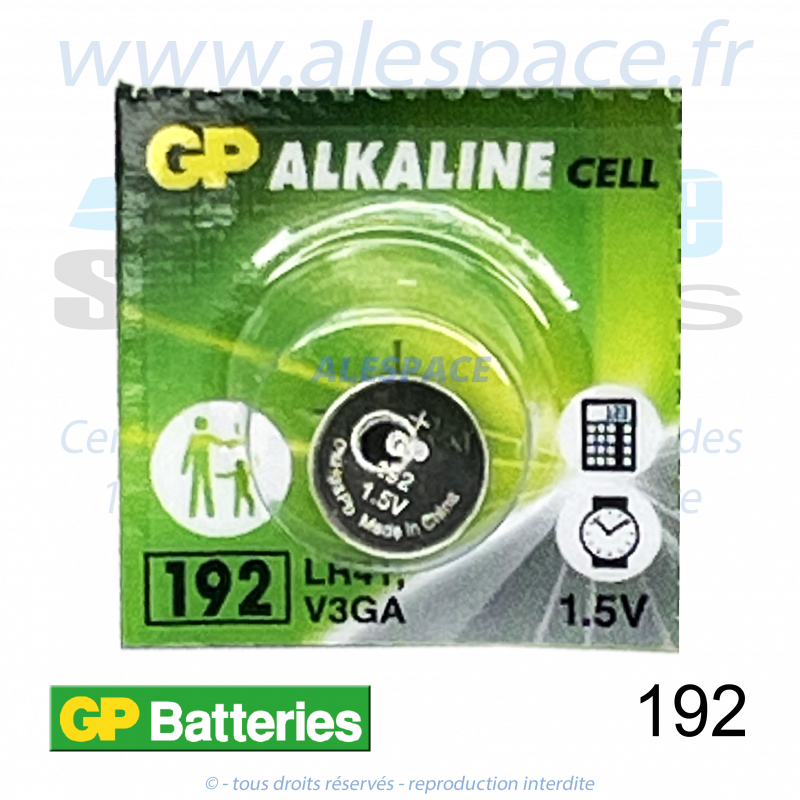 GP BATTERIES 192 - LR41 - V3GA - Pile bouton Alcaline - 1,5V - Photo 001 GP BATTERIES 192 - LR41 - V3GA - Pile bouton Alcaline - 1,5V - Photo 001