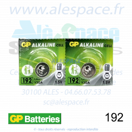 GP BATTERIES 192 - LR41 - V3GA - Pile bouton Alcaline - 1,5V - Blister x2 Piles - Photo 001
