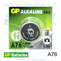 GP BATTERIES A76 - LR44 - V13GA - Pile bouton Alcaline - 1,5V - Blister x2 Piles - Photo 002