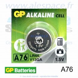 GP BATTERIES A76 - LR44 - V13GA - Pile bouton Alcaline - 1,5V - Photo 001