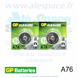 GP BATTERIES A76 - LR44 - V13GA - Pile bouton Alcaline - 1,5V - Blister x2 Piles - Photo 001