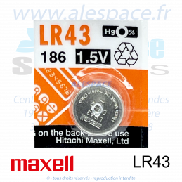 MAXELL 186 - LR43 - V12GA - Pile bouton Alcaline - 1,5V - Photo 001