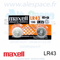 MAXELL 186 - LR43 - V12GA - Pile bouton Alcaline - 1,5V - Blister x2 Piles - Photo 001