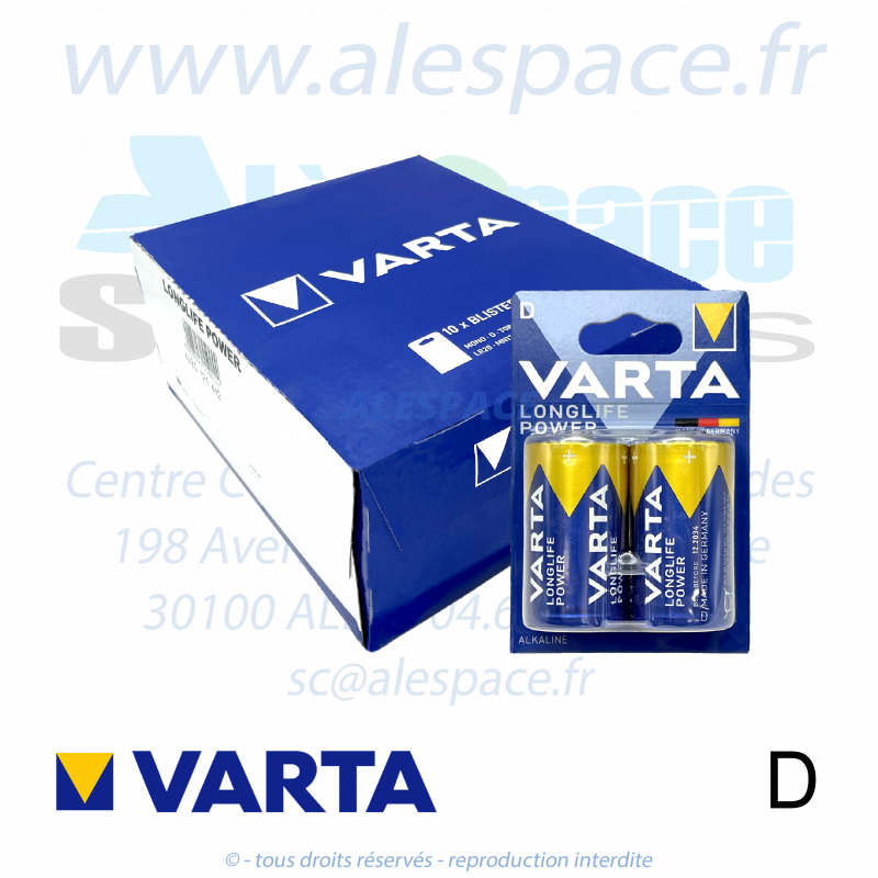 VARTA LONGLIFE POWER - D LR20 - Pile alcaline - 1,5V - Boîte x20 Piles - Photo 001 VARTA LONGLIFE POWER - D LR20 - Pile alcaline - 1,5V - Boîte x20 Piles - Photo 001