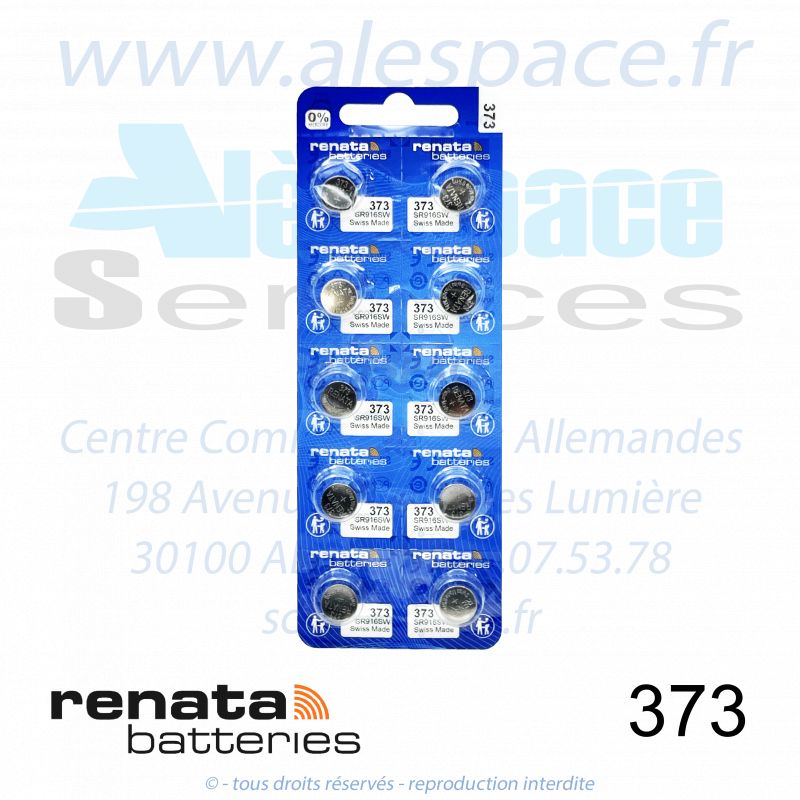 RENATA 373 MP - SR916SW - Pile de montre 1,55V - Blister x10 Piles - Photo 001 RENATA 373 MP - SR916SW - Pile de montre 1,55V - Blister x10 Piles - Photo 001