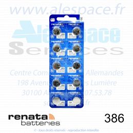 RENATA 386 MP - SR43W - Pile de montre 1,55V - Blister x10 Piles - Photo 001