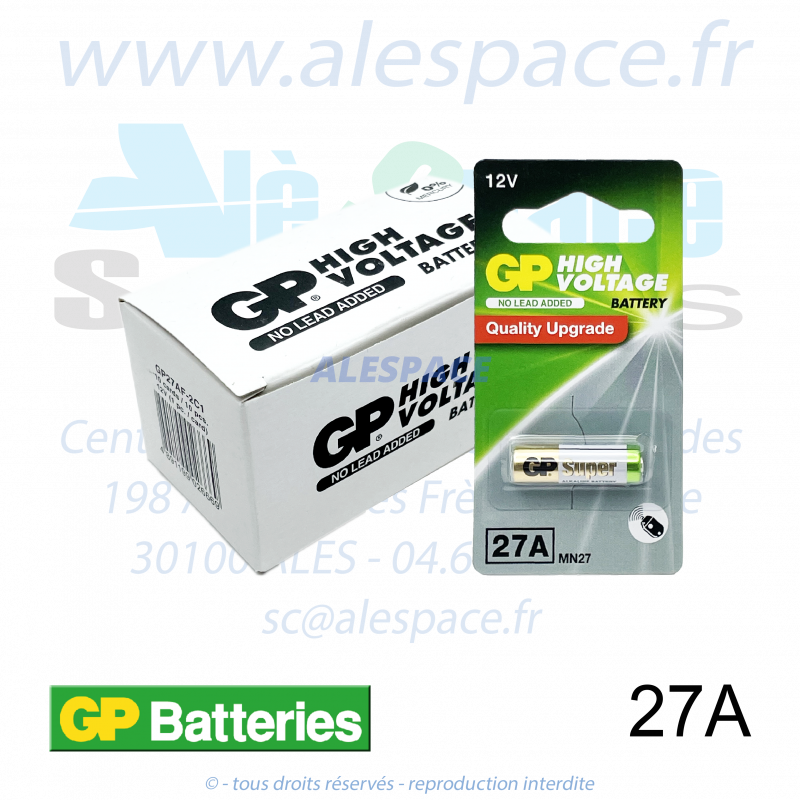 GP BATTERIES 27A - MN27 - Pile bâton Alcaline - 12V - Boîte x10 Piles - Photo 001 GP BATTERIES 27A - MN27 - Pile bâton Alcaline - 12V - Boîte x10 Piles - Photo 001