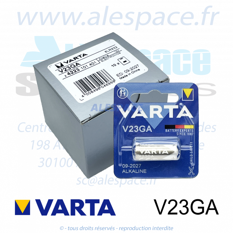VARTA - V23GA - MN21 - 8LR932 - Pile alcaline - 12V - Boîte x10 Piles - Photo 001 VARTA - V23GA - MN21 - 8LR932 - Pile alcaline - 12V - Boîte x10 Piles - Photo 001