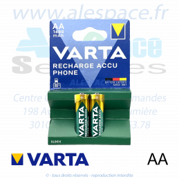 VARTA RECHARGE ACCU PHONE - AA HR6 - NIMH 1600 mah - 1,2V - Blister x2 Accus - Photo 001