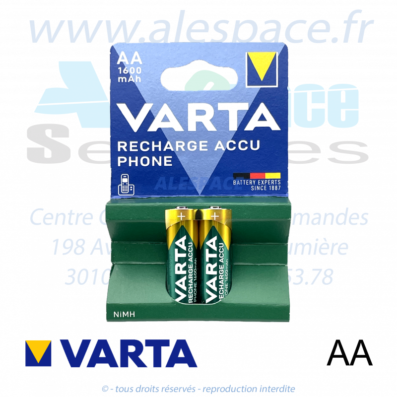 VARTA RECHARGE ACCU PHONE - AA HR6 - NIMH 1600 mah - 1,2V - Blister x2 Accus - Photo 001 VARTA RECHARGE ACCU PHONE - AA HR6 - NIMH 1600 mah - 1,2V - Blister x2 Accus - Photo 001