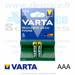 VARTA RECHARGE ACCU PHONE - AAA HR03 - NIMH 800 mah - 1,2V - Blister x2 Accus - Photo 001