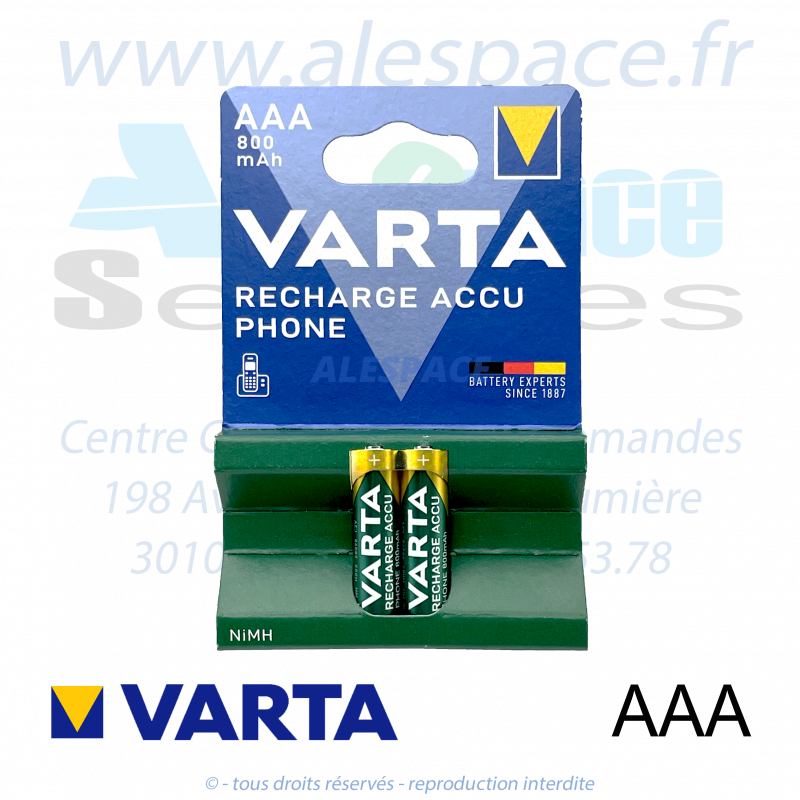 VARTA RECHARGE ACCU PHONE - AAA HR03 - NIMH 800 mah - 1,2V - Blister x2 Accus - Photo 001 VARTA RECHARGE ACCU PHONE - AAA HR03 - NIMH 800 mah - 1,2V - Blister x2 Accus - Photo 001
