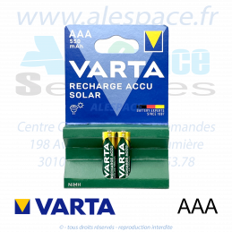 VARTA RECHARGE ACCU SOLAR - AAA HR03 - NIMH 550 mah - 1,2V - Blister x2 Accus - Photo 001