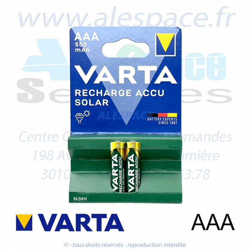 VARTA RECHARGE ACCU SOLAR - AAA HR03 - NIMH 550 mah - 1,2V - Blister x2 Accus - Photo 001 VARTA RECHARGE ACCU SOLAR - AAA HR03 - NIMH 550 mah - 1,2V - Blister x2 Accus - Photo 001