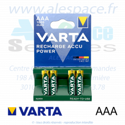 VARTA RECHARGE ACCU POWER - AAA HR03 - NIMH 1000 mah - 1,2V - Blister x4 Accus - Photo 001