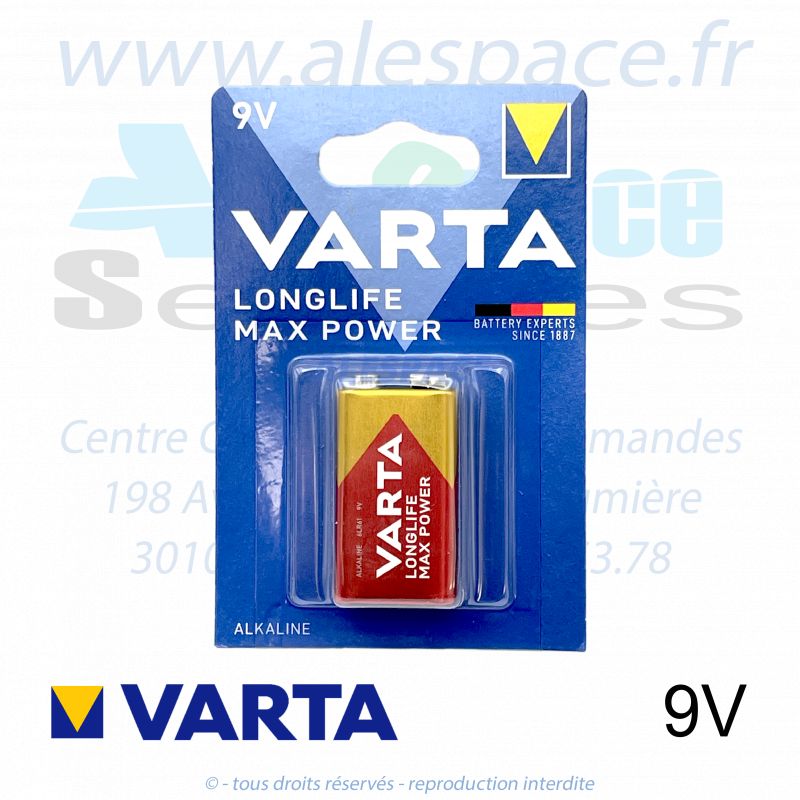 VARTA LONGLIFE MAX POWER - 9V E-BLOCK 6LR61 - Pile alcaline - 9V - Photo 001 VARTA LONGLIFE MAX POWER - 9V E-BLOCK 6LR61 - Pile alcaline - 9V - Photo 001