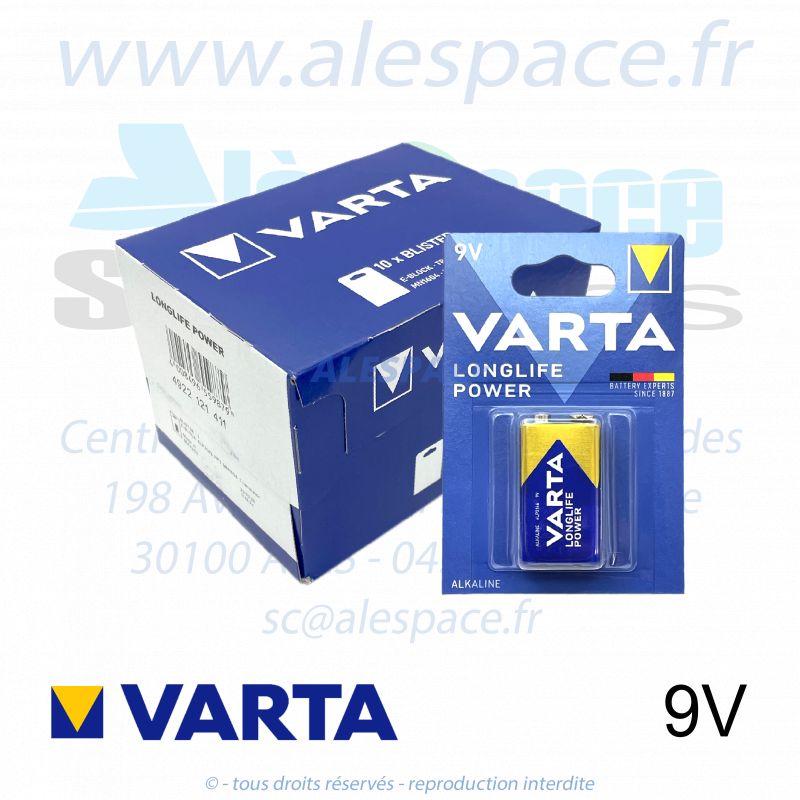VARTA LONGLIFE POWER - 9V 6LP3146 - Pile alcaline- 9V - Boîte x10 Piles - Photo 001 VARTA LONGLIFE POWER - 9V 6LP3146 - Pile alcaline- 9V - Boîte x10 Piles - Photo 001
