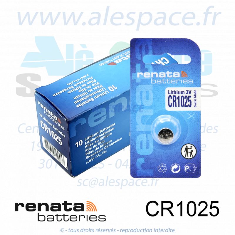 RENATA CR1025 SC - Pile bouton Lithium - 3V - Boîte x10 Piles - Photo 001 RENATA CR1025 SC - Pile bouton Lithium - 3V - Boîte x10 Piles - Photo 001