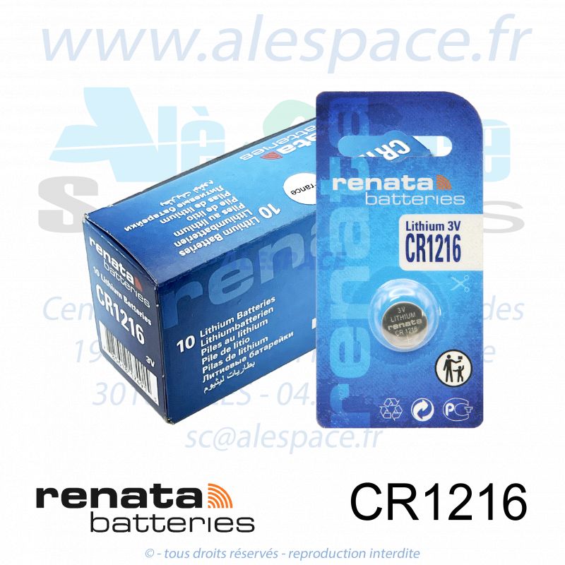 RENATA CR1216 MFR SC - Pile bouton Lithium - 3V - Boîte x10 Piles - Photo 001 RENATA CR1216 MFR SC - Pile bouton Lithium - 3V - Boîte x10 Piles - Photo 001