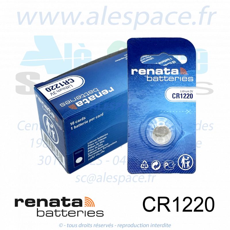 RENATA CR1220 MFR SC - Pile bouton Lithium - 3V - Boîte x10 Piles - Photo 001 RENATA CR1220 MFR SC - Pile bouton Lithium - 3V - Boîte x10 Piles - Photo 001