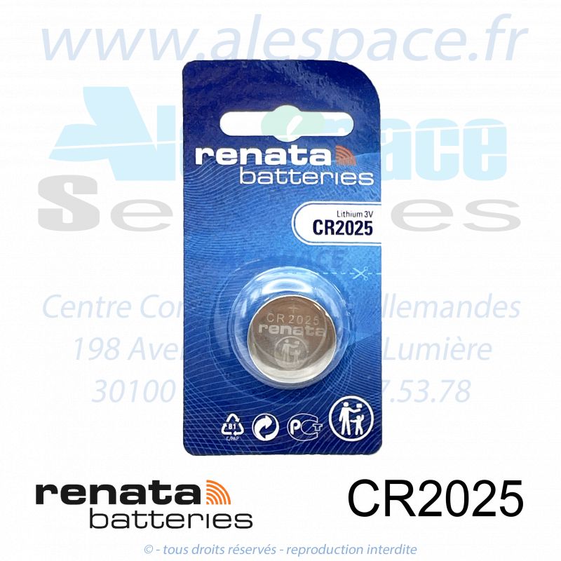 RENATA CR2025 MFR SC - Pile bouton Lithium - 3V - Photo 001 RENATA CR2025 MFR SC - Pile bouton Lithium - 3V - Photo 001