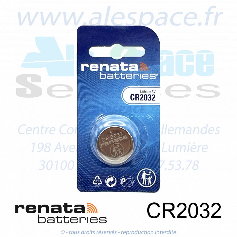 RENATA CR2032 MFR SC - Pile bouton Lithium - 3V - Photo 001 RENATA CR2032 MFR SC - Pile bouton Lithium - 3V - Photo 001