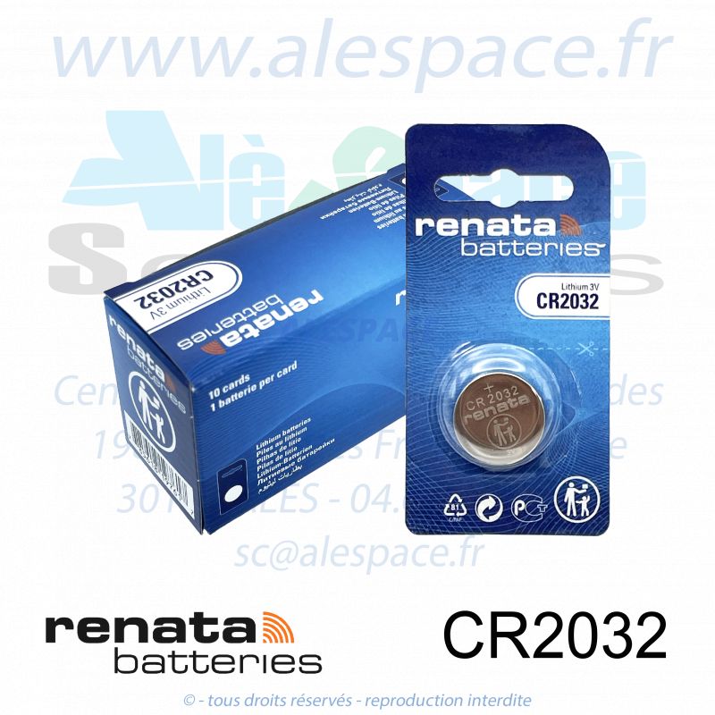 RENATA CR2032 MFR SC - Pile bouton Lithium - 3V - Boîte x10 Piles - Photo 001 RENATA CR2032 MFR SC - Pile bouton Lithium - 3V - Boîte x10 Piles - Photo 001