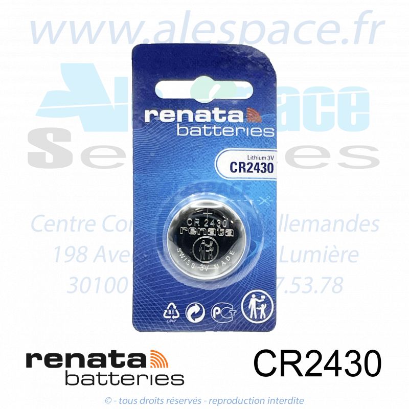 RENATA CR2430 SC - Pile bouton Lithium - 3V - Photo 001 RENATA CR2430 SC - Pile bouton Lithium - 3V - Photo 001