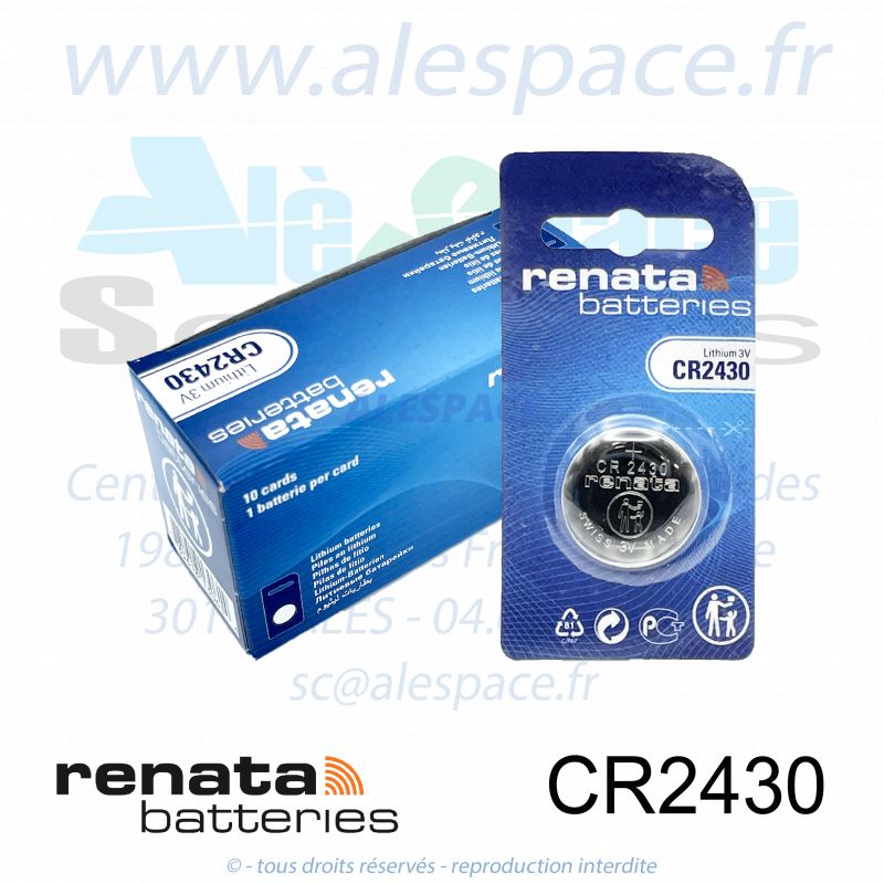 RENATA CR2430 SC - Pile bouton Lithium - 3V - Boîte x10 Piles - Photo 001 RENATA CR2430 SC - Pile bouton Lithium - 3V - Boîte x10 Piles - Photo 001