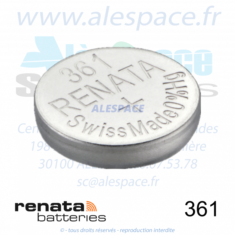 RENATA 361 MP - SR721W - Pile de montre 1,55V - Photo 001 RENATA 361 MP - SR721W - Pile de montre 1,55V - Photo 001
