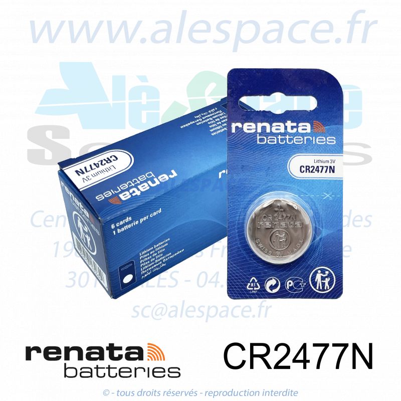 RENATA CR2477N SC - Pile bouton Lithium - 3V - Boîte x6 Piles - Photo 001 RENATA CR2477N SC - Pile bouton Lithium - 3V - Boîte x6 Piles - Photo 001