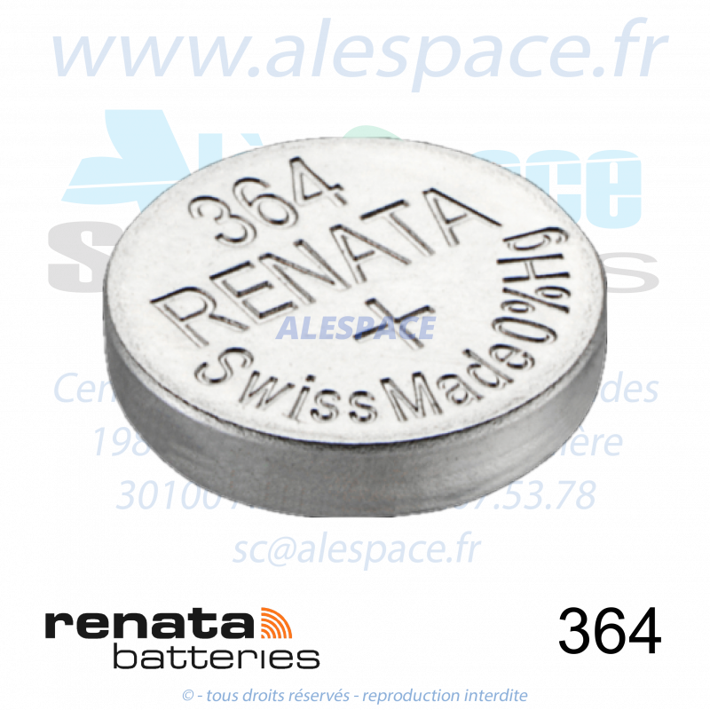 RENATA 364 MP - SR621SW - Pile de montre 1,55V - Photo 001 RENATA 364 MP - SR621SW - Pile de montre 1,55V - Photo 001