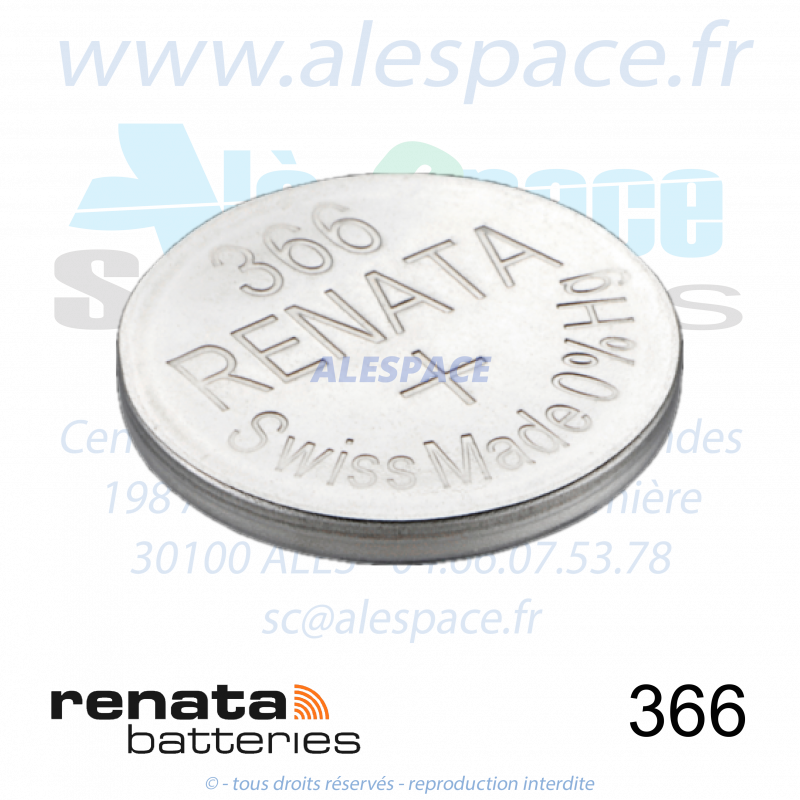 RENATA 366 MP - SR1116SW - Pile de montre 1,55V - Photo 001 RENATA 366 MP - SR1116SW - Pile de montre 1,55V - Photo 001