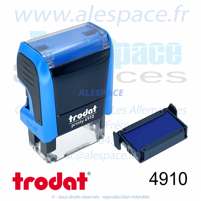 TRODAT - 4910 MONTURE TAMPON PRINTY 4.0 - BLEU ENCREUR BLEU - Réf. 53141 - Photo 001 TRODAT - 4910 MONTURE TAMPON PRINTY 4.0 - BLEU ENCREUR BLEU - Réf. 53141 - Photo 001
