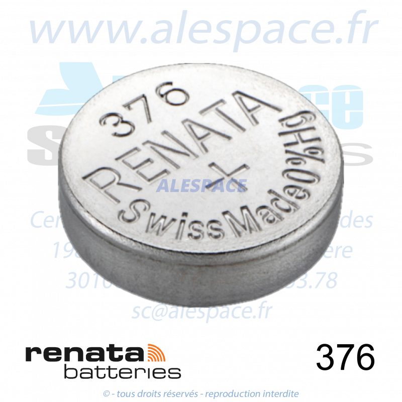 RENATA 376 MP - SR626W - Pile de montre 1,55V - Photo 001 RENATA 376 MP - SR626W - Pile de montre 1,55V - Photo 001