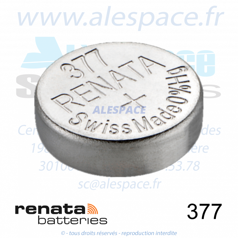 RENATA 377 MP - SR626W - Pile de montre 1,55V - Photo 001 RENATA 377 MP - SR626W - Pile de montre 1,55V - Photo 001