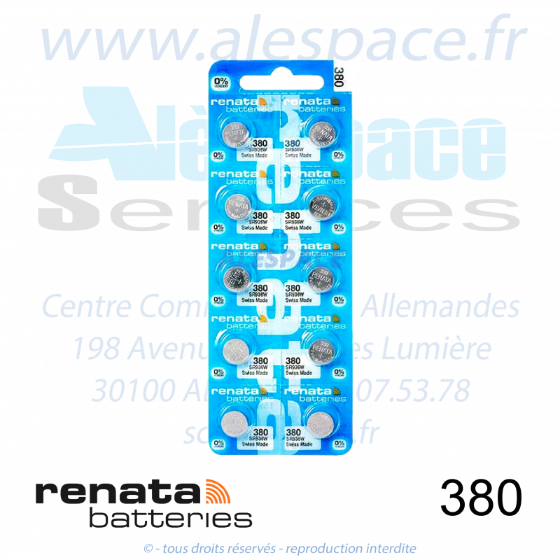 RENATA 380 MP - SR936W - Pile de montre 1,55V - Blister x10 Piles - Photo 001 RENATA 380 MP - SR936W - Pile de montre 1,55V - Blister x10 Piles - Photo 001