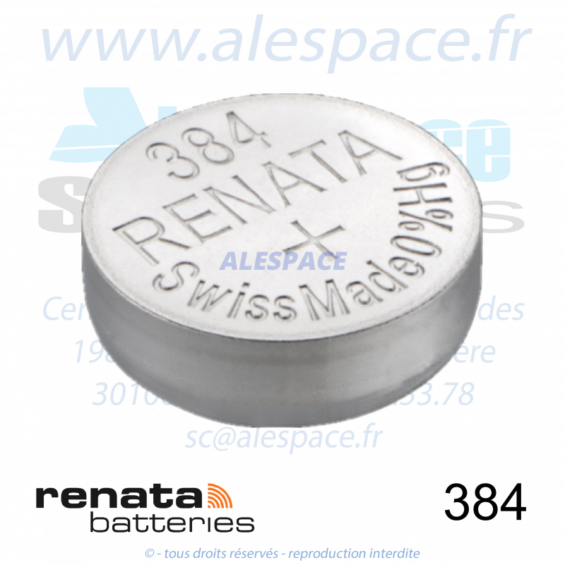 RENATA 384 MP - SR41SW - Pile de montre 1,55V - Photo 001 RENATA 384 MP - SR41SW - Pile de montre 1,55V - Photo 001