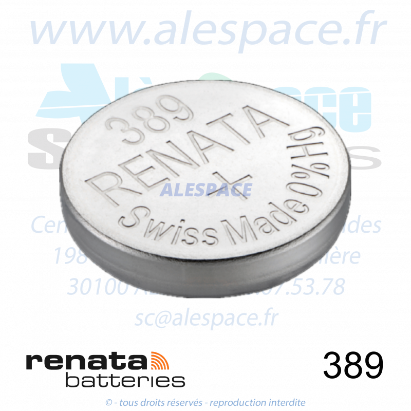 RENATA 389 MP - SR1130W - Pile de montre 1,55V - Photo 001 RENATA 389 MP - SR1130W - Pile de montre 1,55V - Photo 001