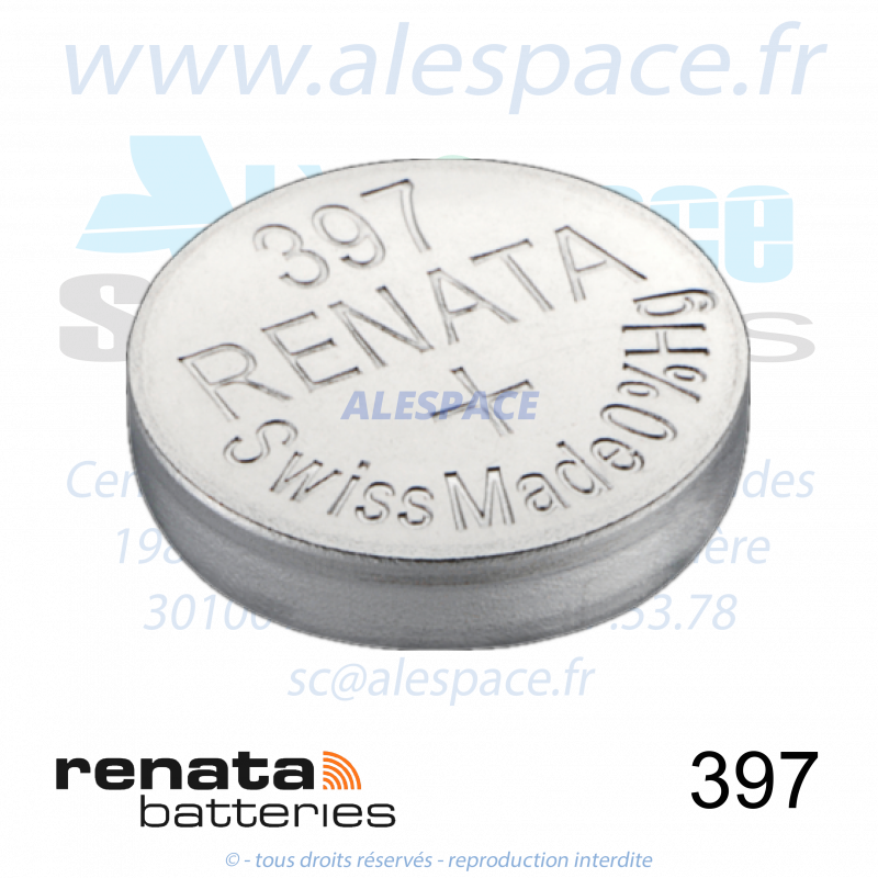 RENATA 397 MP - SR726SW - Pile de montre 1,55V - Photo 001 RENATA 397 MP - SR726SW - Pile de montre 1,55V - Photo 001