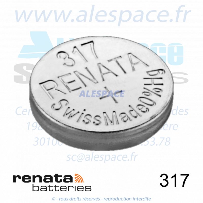 RENATA 317 MP - SR516SW - Pile de montre 1,55V - Photo 001 RENATA 317 MP - SR516SW - Pile de montre 1,55V - Photo 001