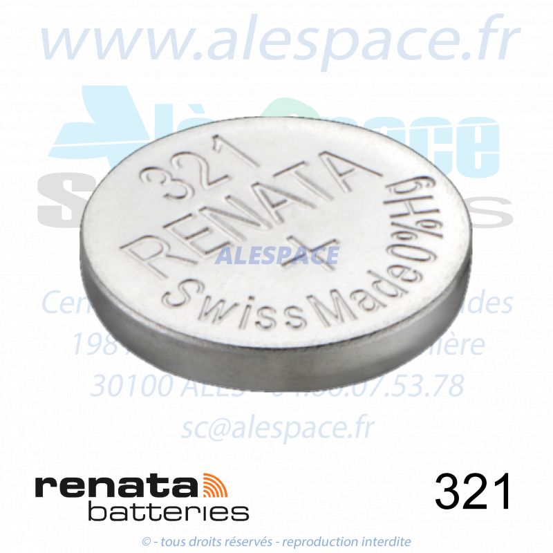 RENATA 321 MP - SR616SW - Pile de montre 1,55V - Photo 001 RENATA 321 MP - SR616SW - Pile de montre 1,55V - Photo 001