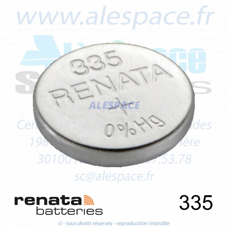 RENATA 335 MP - SR512SW - Pile de montre 1,55V - Photo 001 RENATA 335 MP - SR512SW - Pile de montre 1,55V - Photo 001
