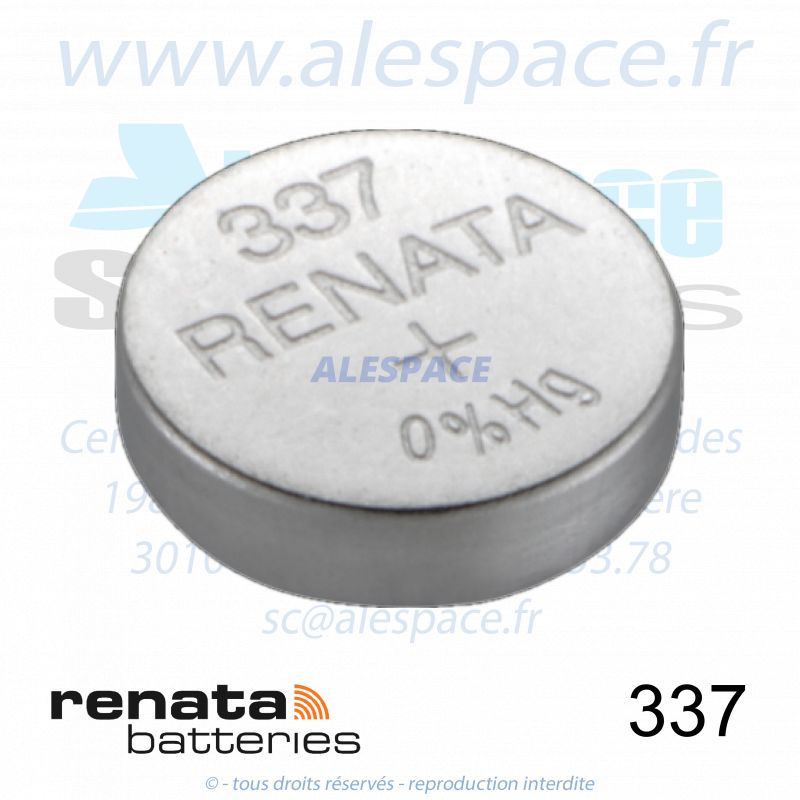 RENATA 337 MP - SR416SW - Pile de montre 1,55V - Photo 001 RENATA 337 MP - SR416SW - Pile de montre 1,55V - Photo 001