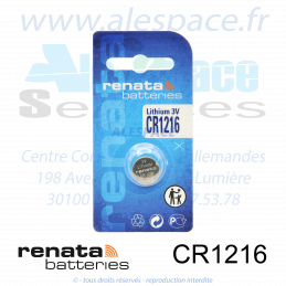 RENATA CR1216 MFR SC - Pile bouton Lithium - 3V - Photo 001