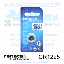 RENATA CR1225 SC - Pile bouton Lithium - 3V - Photo 001