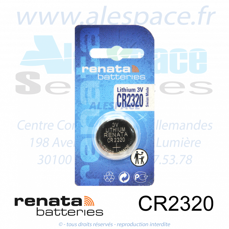 RENATA CR2320 SC - Pile bouton Lithium - 3V - Photo 001 RENATA CR2320 SC - Pile bouton Lithium - 3V - Photo 001