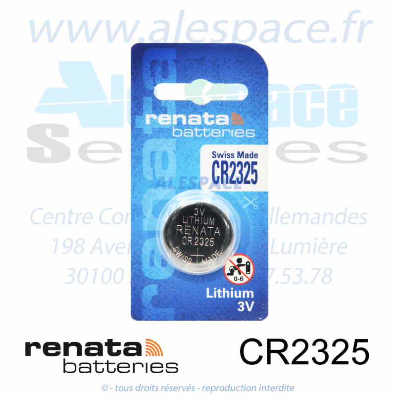RENATA CR2325 SC - Pile bouton Lithium - 3V - Photo 001 RENATA CR2325 SC - Pile bouton Lithium - 3V - Photo 001