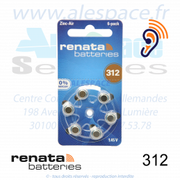 RENATA ZA312 DP6 - PR41 - Piles Zinc-Air - 1.45V  - Blister x6 Piles - Photo 001